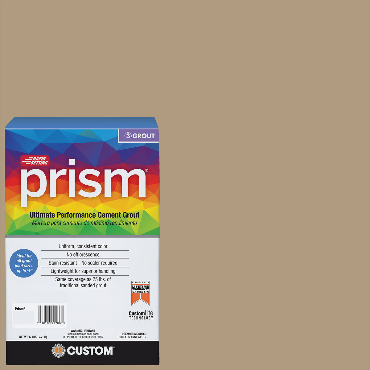 Bedrosians Custom Prism #186 Khaki 17lb. Sanded Grout | Item Code CUSPSM-186-17