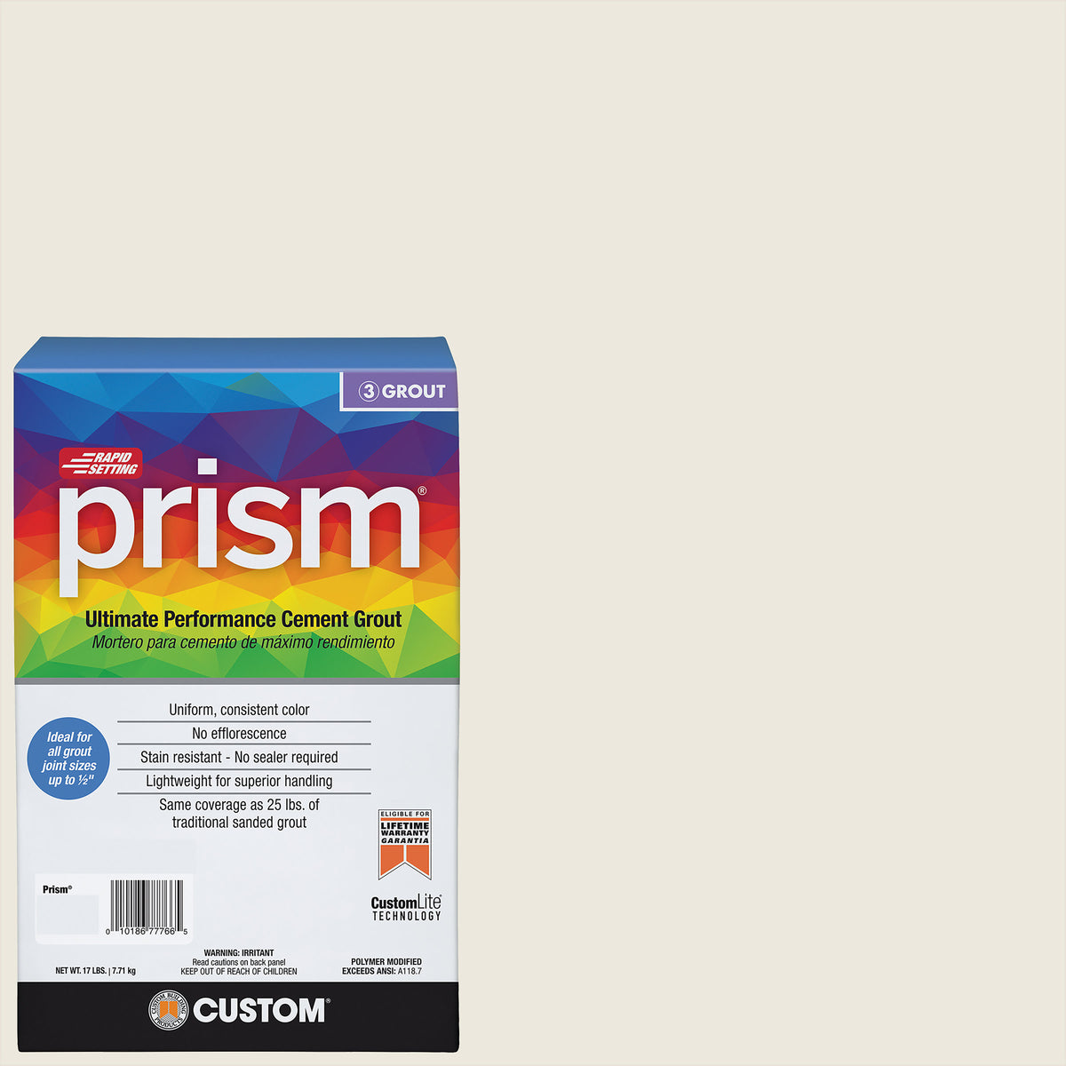 Bedrosians Custom Prism #381 Bright White 17lb. Sanded Grout | Item Code CUSPSM-381-17
