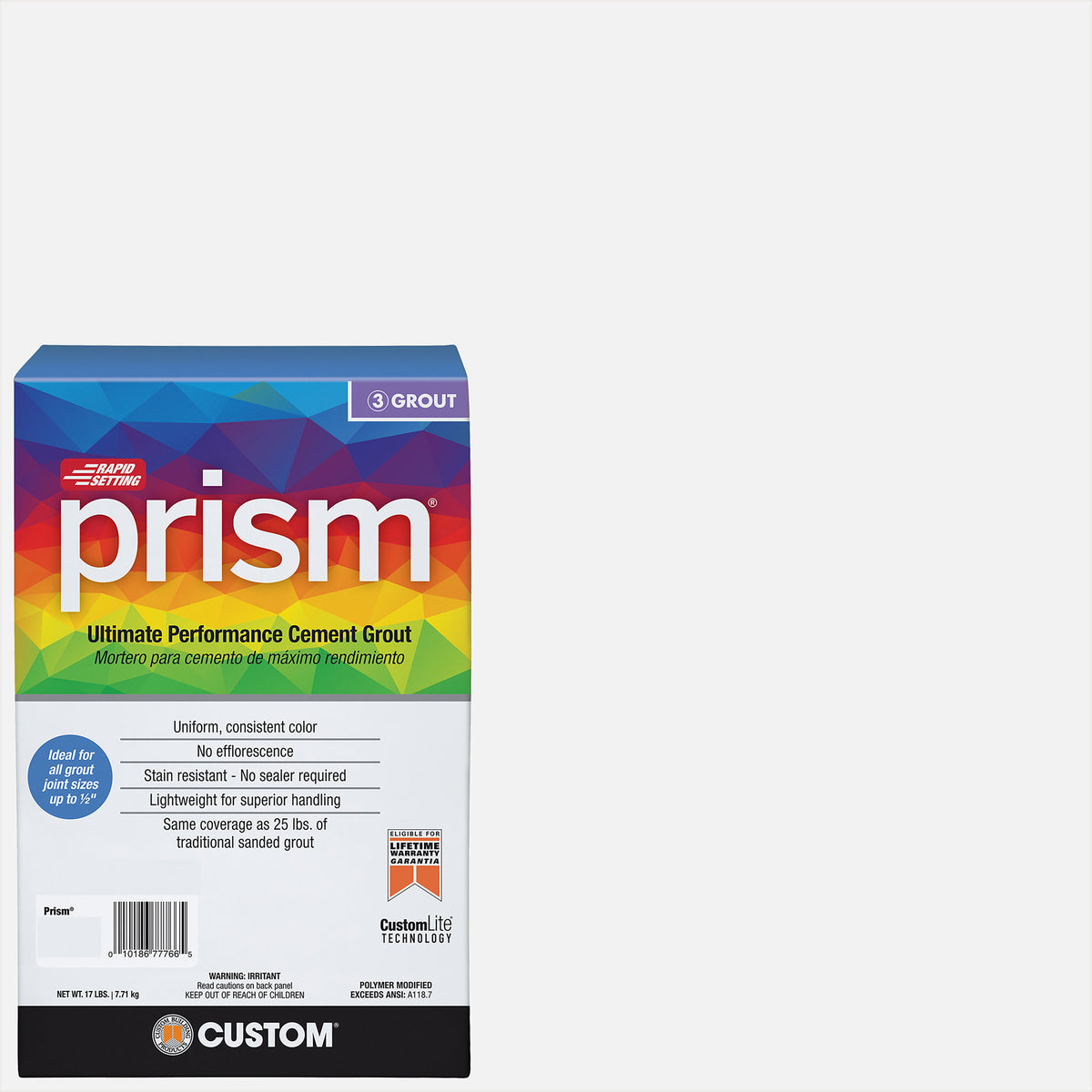 Bedrosians Custom Prism #640 Arctic White 17lb. Sanded Grout | Item Code CUSPSM-640-17