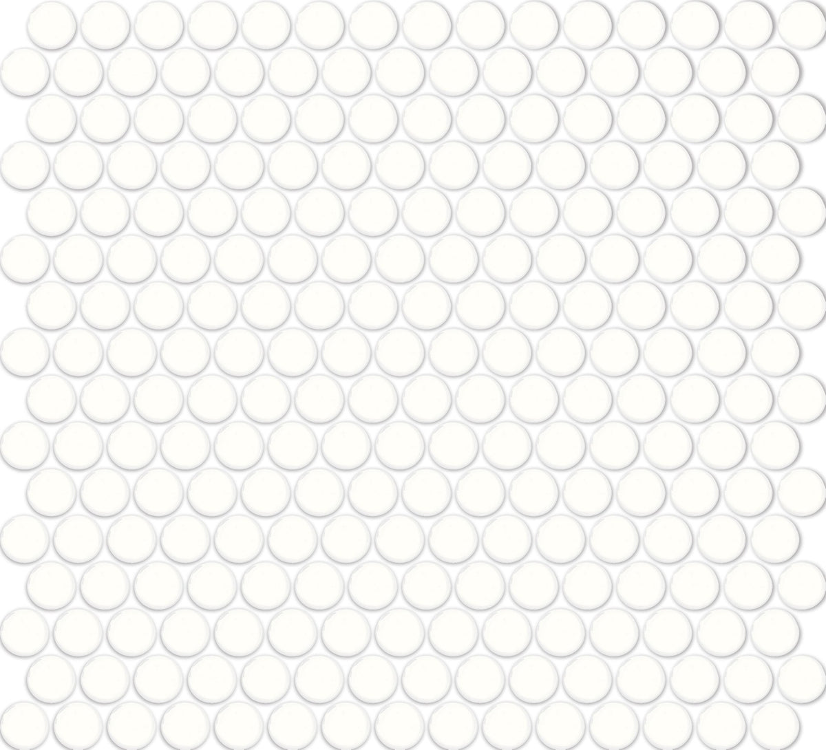 Daltile Color Wheel Mosaic Arctic White, Penny Rounds, Glossy | Daltile SKU 0190PNYRDMSGL
