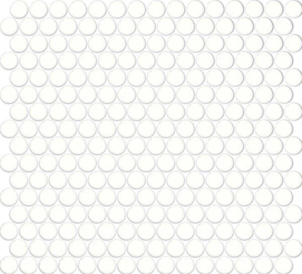 Daltile Color Wheel Mosaic Arctic White, Penny Rounds, Glossy | Daltile SKU 0190PNYRDMSGL