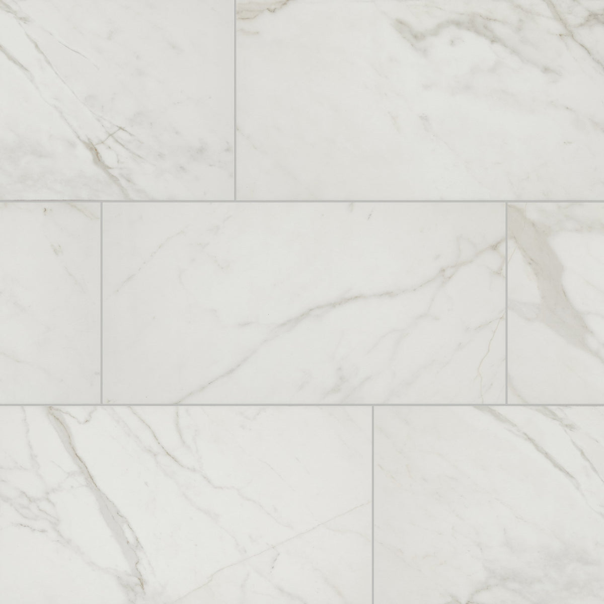 Stone look: Daltile Platinum Calacatta Empire, Rectangle, 12X24, Matte