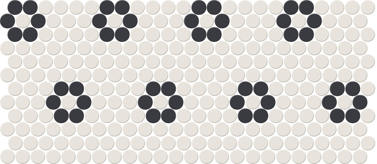Daltile Keystones Arctic White/Black, Penny Rounds, Matte | Daltile SKU DK29PNYRDRSMS1P