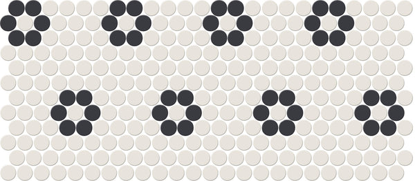 Daltile Keystones Arctic White/Black, Penny Rounds, Matte | Daltile SKU DK29PNYRDRSMS1P