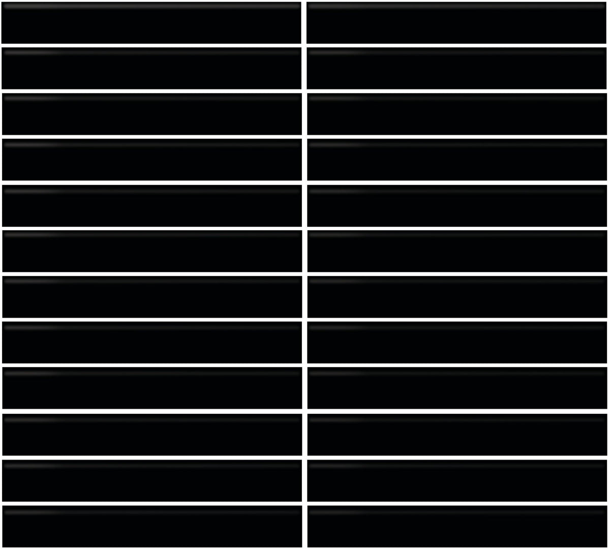 Daltile Color Wheel Mosaic Black, Straight Joint, 1X6, Glossy | Daltile SKU K111STJ16MSGL