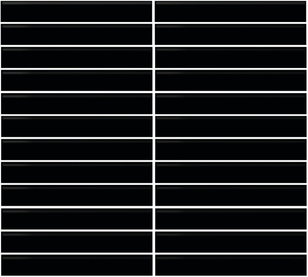 Daltile Color Wheel Mosaic Black, Straight Joint, 1X6, Glossy | Daltile SKU K111STJ16MSGL