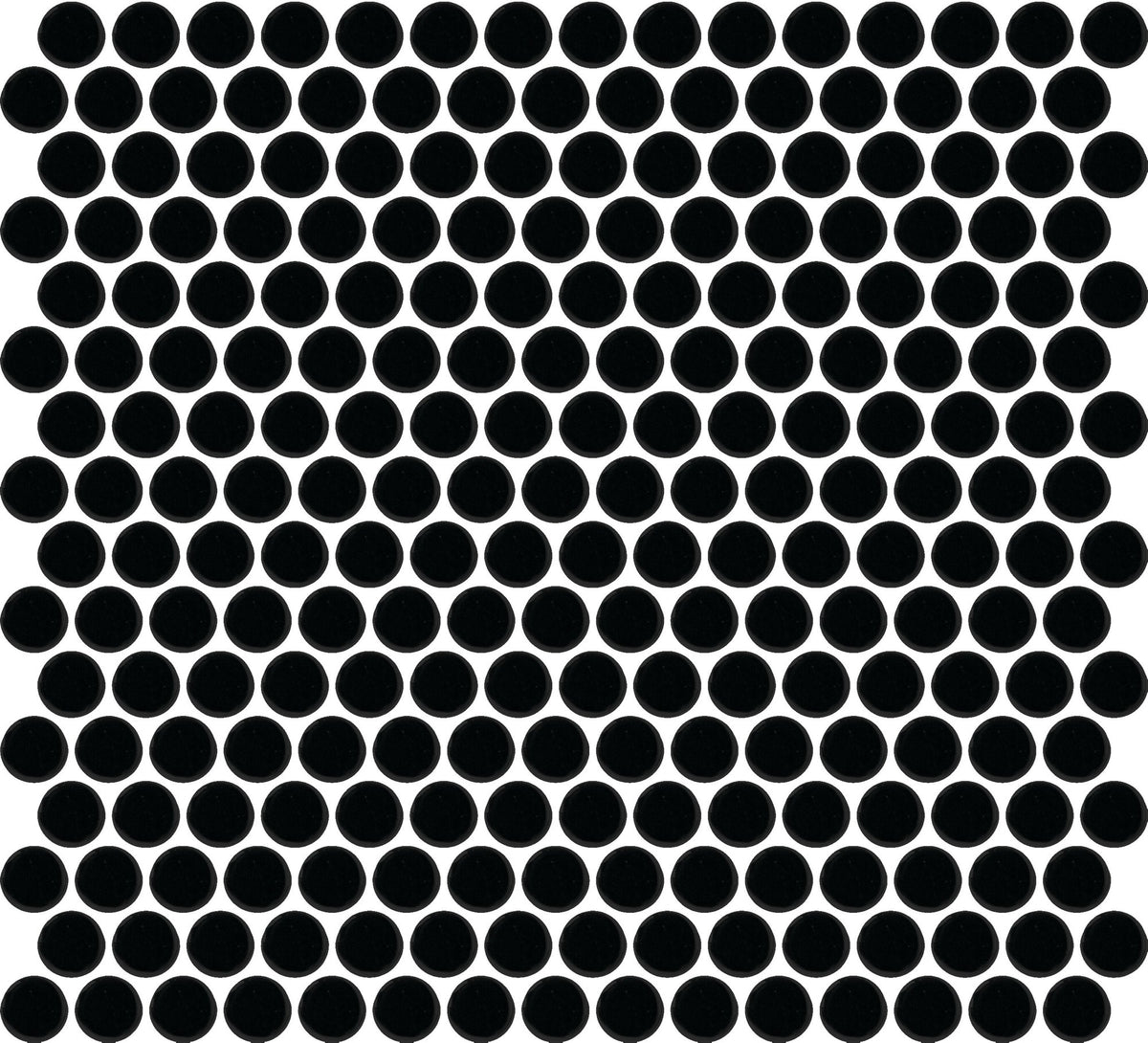 Daltile Color Wheel Mosaic Matte Black, Penny Rounds, Matte | Daltile SKU K711PNYRDMSMT