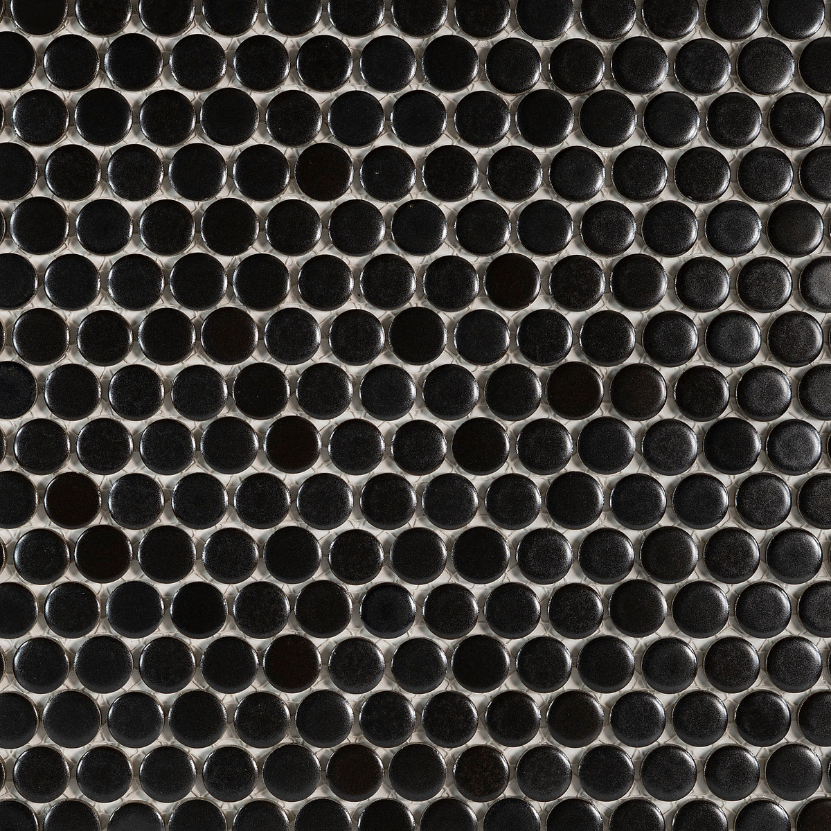 Bedrosians 360 3/4" x 3/4" Penny Round Matte Mosaic Tile in Charcoal | Item Code DEC360CHA34M