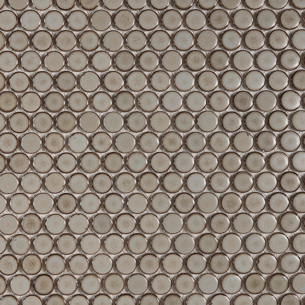Bedrosians 360 3/4" x 3/4" Penny Round Matte Mosaic Tile in Pumice | Item Code DEC360PUM34M