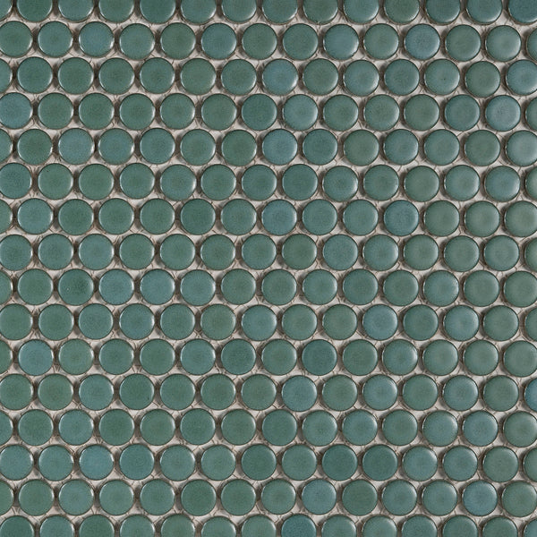 Bedrosians 360 3/4" x 3/4" Penny Round Matte Mosaic Tile in Silver Sage | Item Code DEC360SIS34M