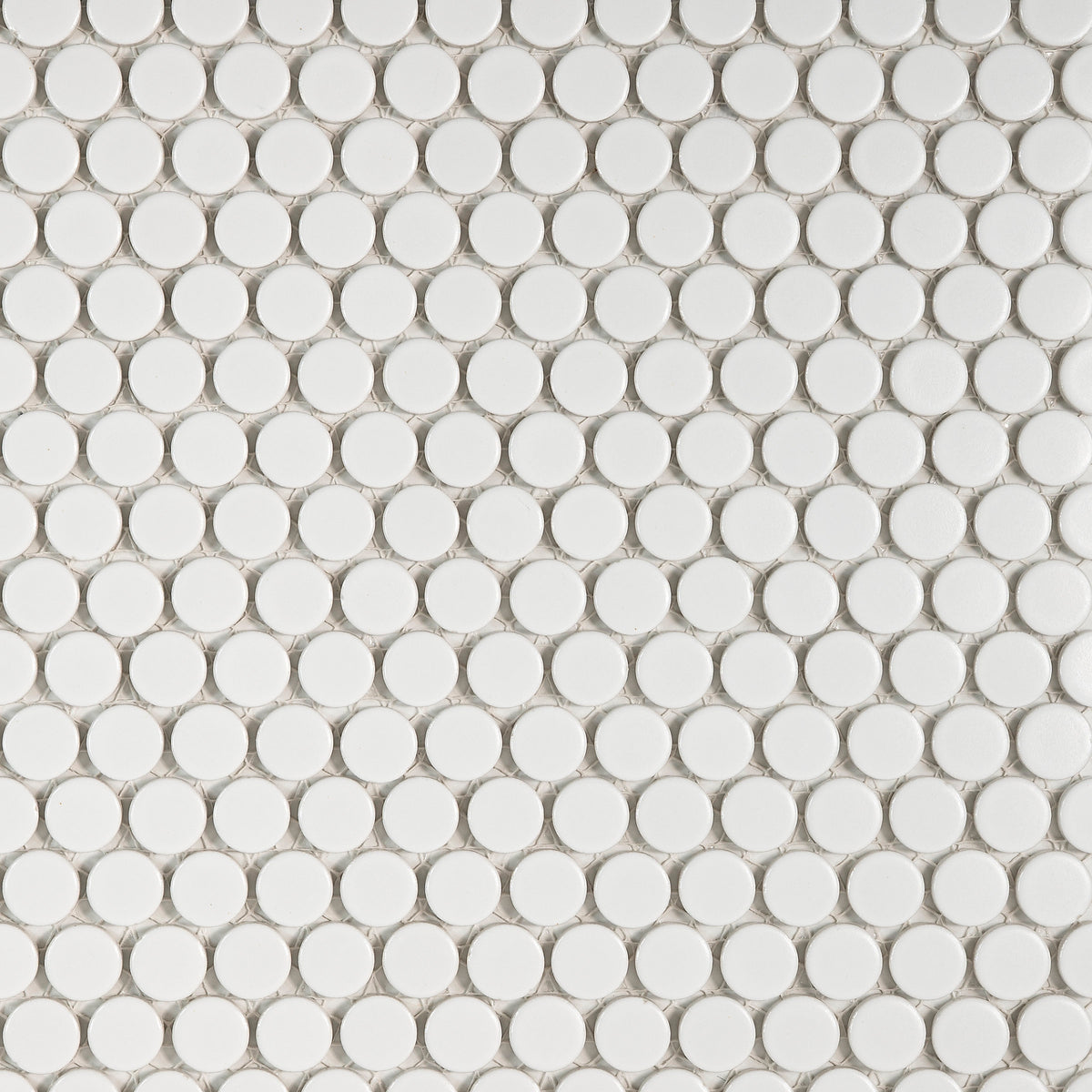 Bedrosians 360 3/4" x 3/4" Penny Round Matte Mosaic Tile in White | Item Code DEC360WHI34M