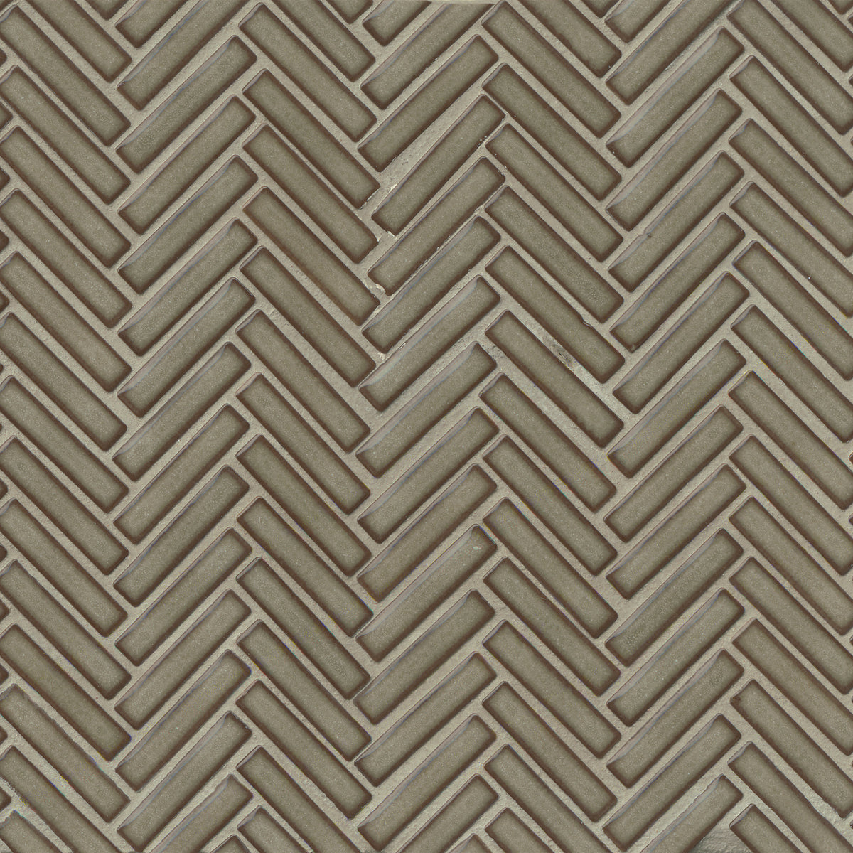 Bedrosians 90 1/2" x 2" Herringbone Porcelain Mosaic Tile in Gray Haze | Item Code DEC90GRH122MO