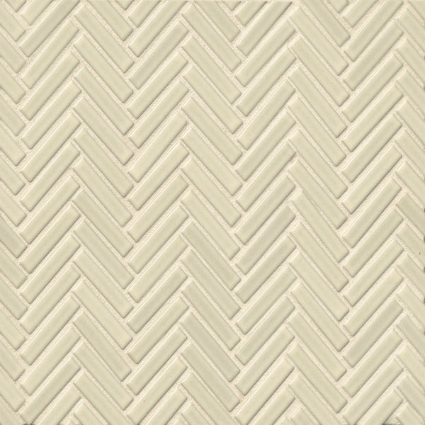 Bedrosians 90 1/2" x 2" Herringbone Porcelain Mosaic Tile in Off White | Item Code DEC90OFW122MO