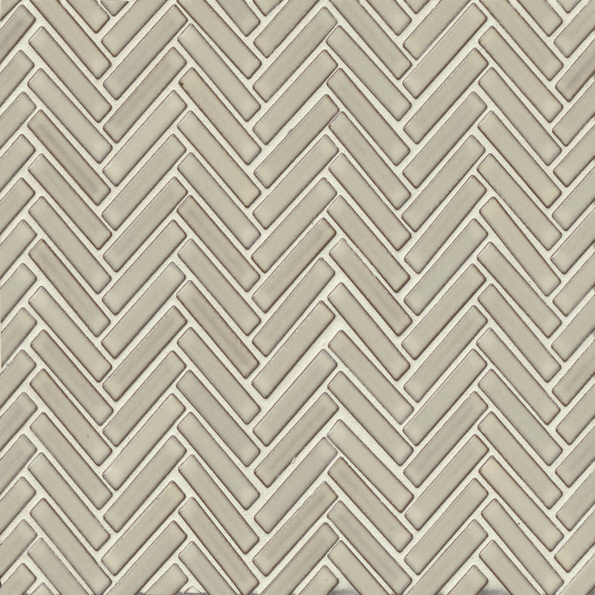 Bedrosians 90 1/2" x 2" Herringbone Porcelain Mosaic Tile in Putty | Item Code DEC90PUT122MO