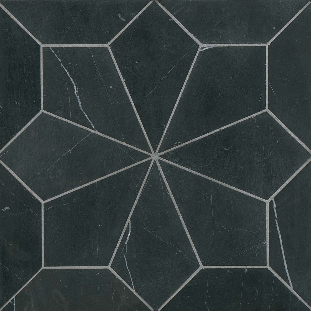 Bedrosians Blomma Honed Marble Mosaic Tile in Nero | Item Code DECBLONER1212MO