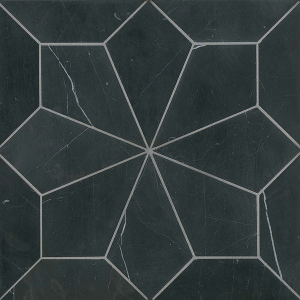 Bedrosians Blomma Honed Marble Mosaic Tile in Nero | Item Code DECBLONER1212MO