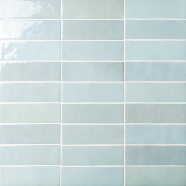 Bedrosians Cloé 2.5" x 8" Glossy Ceramic Tile in Baby Blue | Item Code DECCLOBAB28G