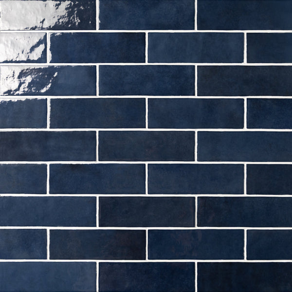 Bedrosians Cloé 2.5" x 8" Glossy Ceramic Tile in Blue | Item Code DECCLOBLU28G