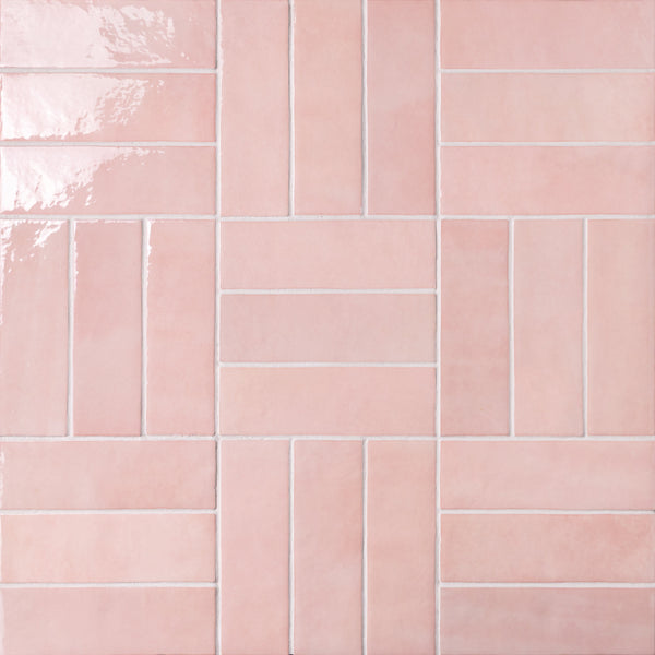 Bedrosians Cloé 2.5" x 8" Glossy Ceramic Tile in Pink | Item Code DECCLOPIN28G