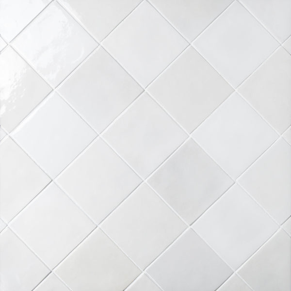 Bedrosians Cloé 5" x 5" Glossy Ceramic Tile in White | Item Code DECCLOWHI55G