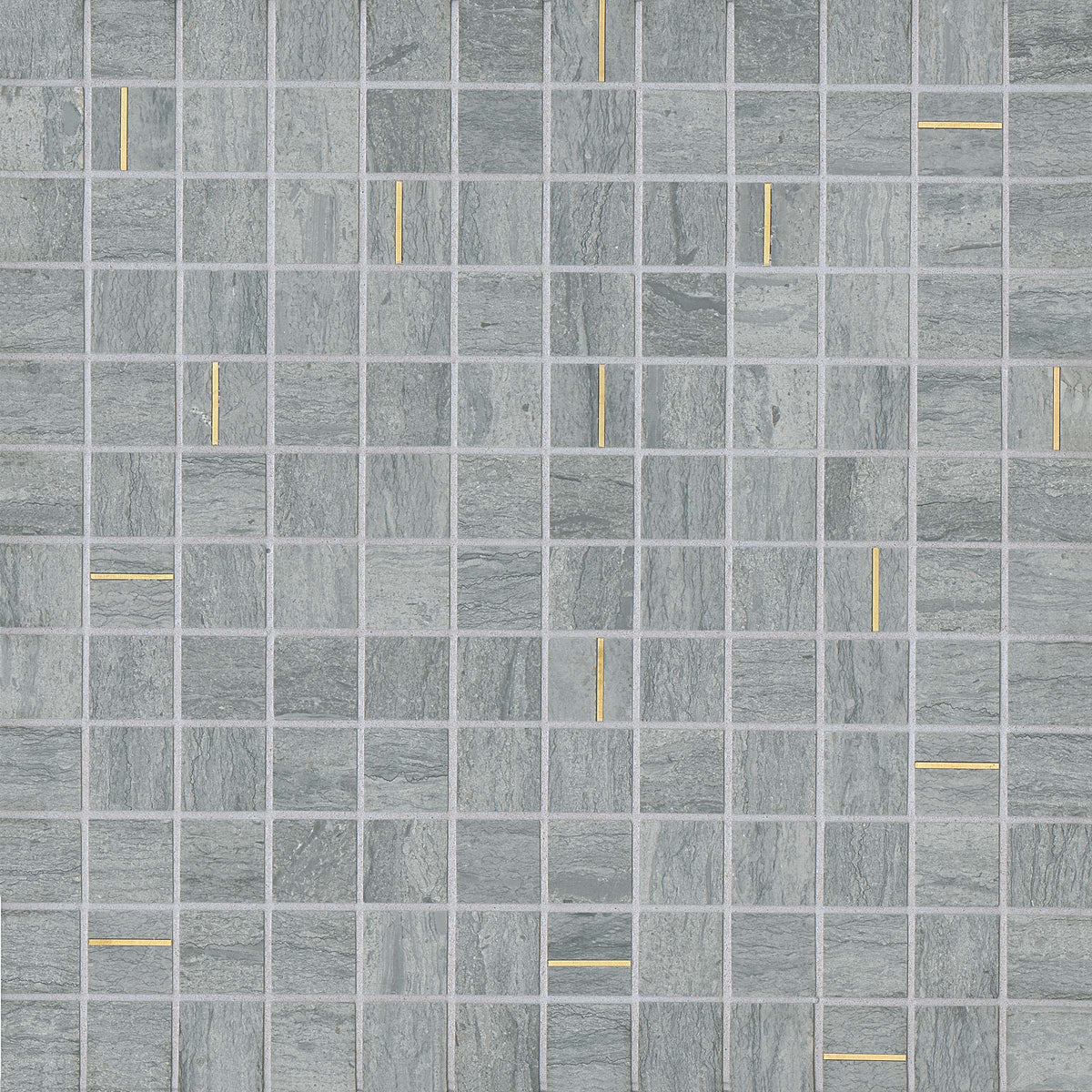 Bedrosians Ferrara 1" x 1" Honed Marble Mosaic Tile with Brass in Argento | Item Code DECFERARG11MOH