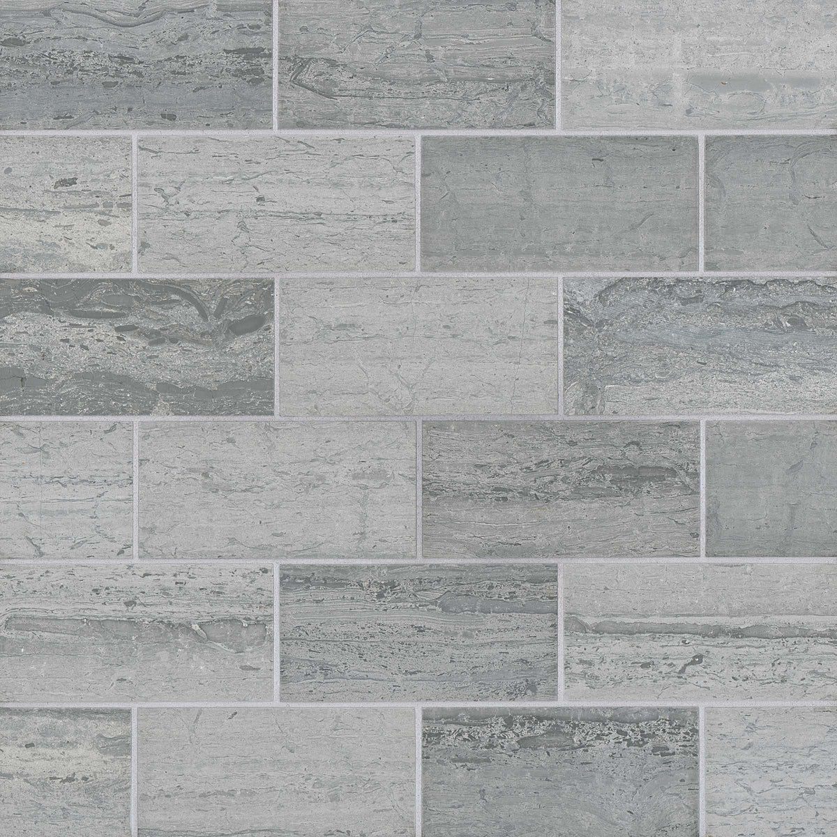 Bedrosians Ferrara 3" x 6" Honed Marble Tile in Argento | Item Code DECFERARG36H