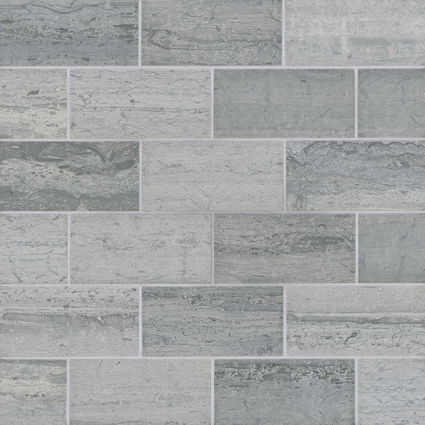 Bedrosians Ferrara 3" x 6" Honed Marble Tile in Argento | Item Code DECFERARG36H