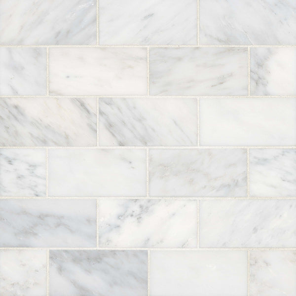 Bedrosians Ferrara 3" x 6" Honed Marble Tile in Bianco | Item Code DECFERBIA36H