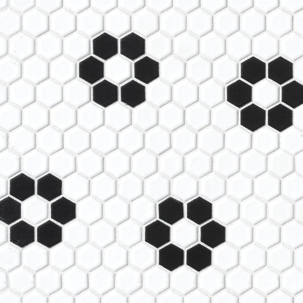 Bedrosians Le Cafe 1" x 1" Matte Porcelain Mosaic Tile - Deco Design 2 | Item Code DECLEC11D2