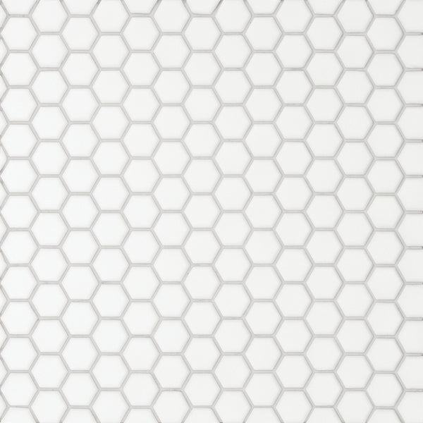 Bedrosians Le Cafe 1" x 1" Hexagon Matte Porcelain Mosaic Tile in White | Item Code DECLEC11W