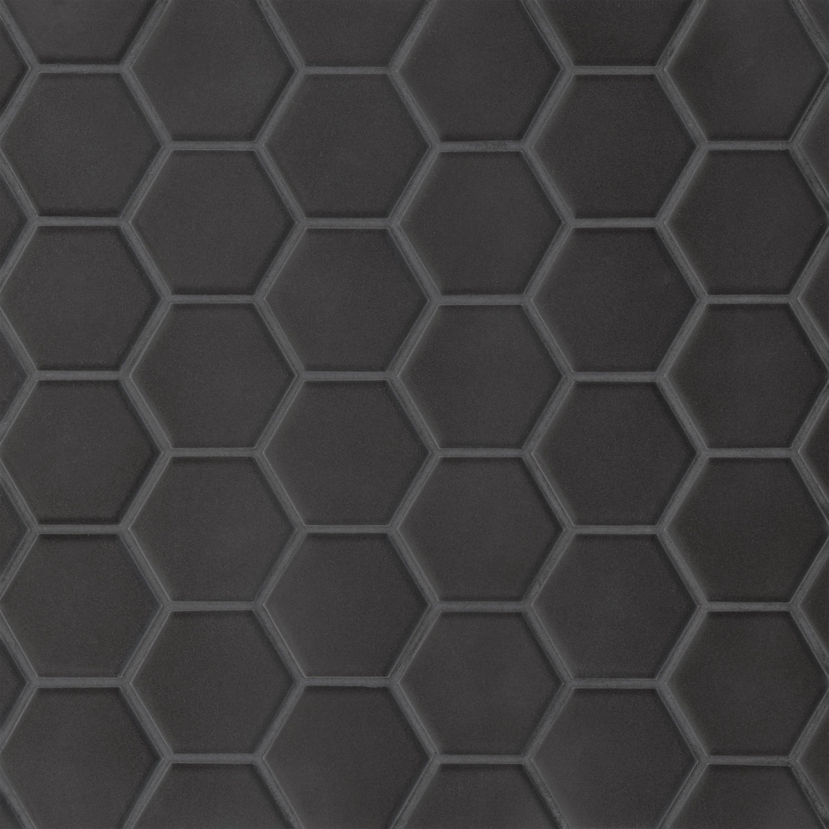 Bedrosians Le Cafe 2" x 2" Hexagon Matte Porcelain Mosaic Tile in Black | Item Code DECLEC22B