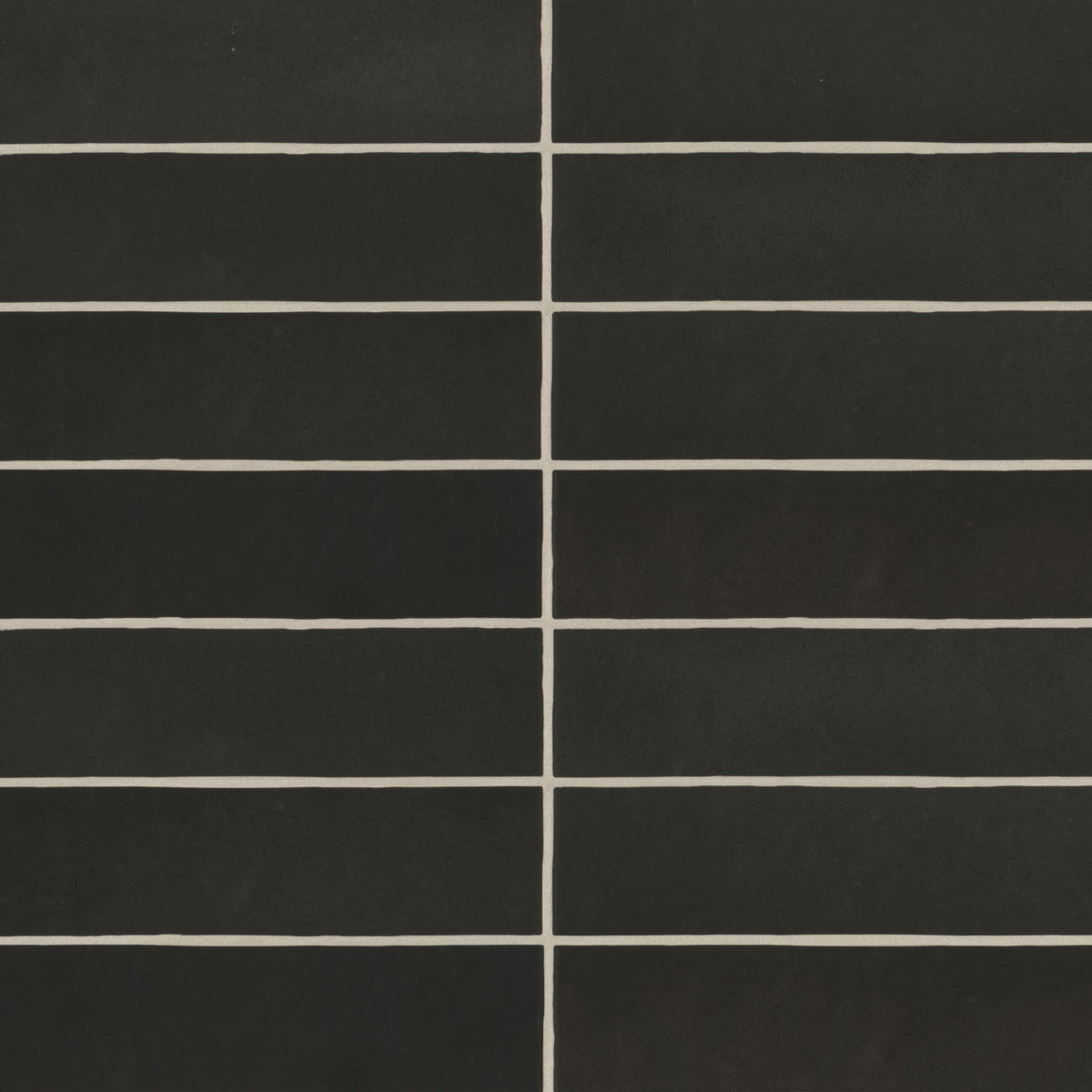 Bedrosians Makoto 2.5" x 10" Matte Ceramic Wall Tile in Kuroi Black | Item Code DECMAKKUB2510M