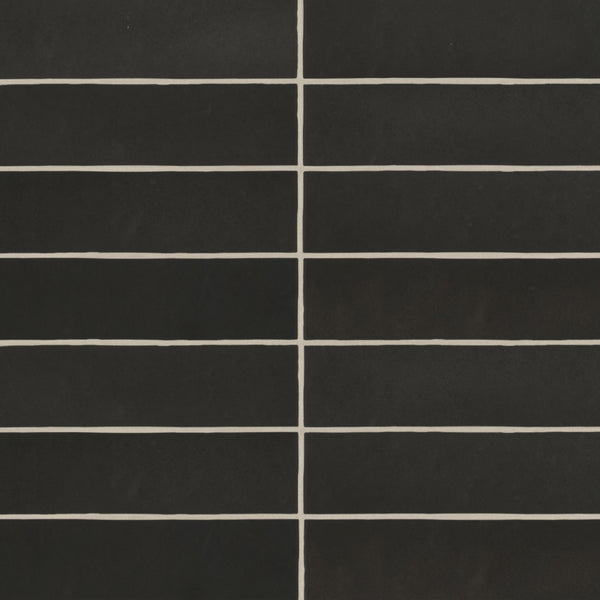 Bedrosians Makoto 2.5" x 10" Matte Ceramic Wall Tile in Kuroi Black | Item Code DECMAKKUB2510M