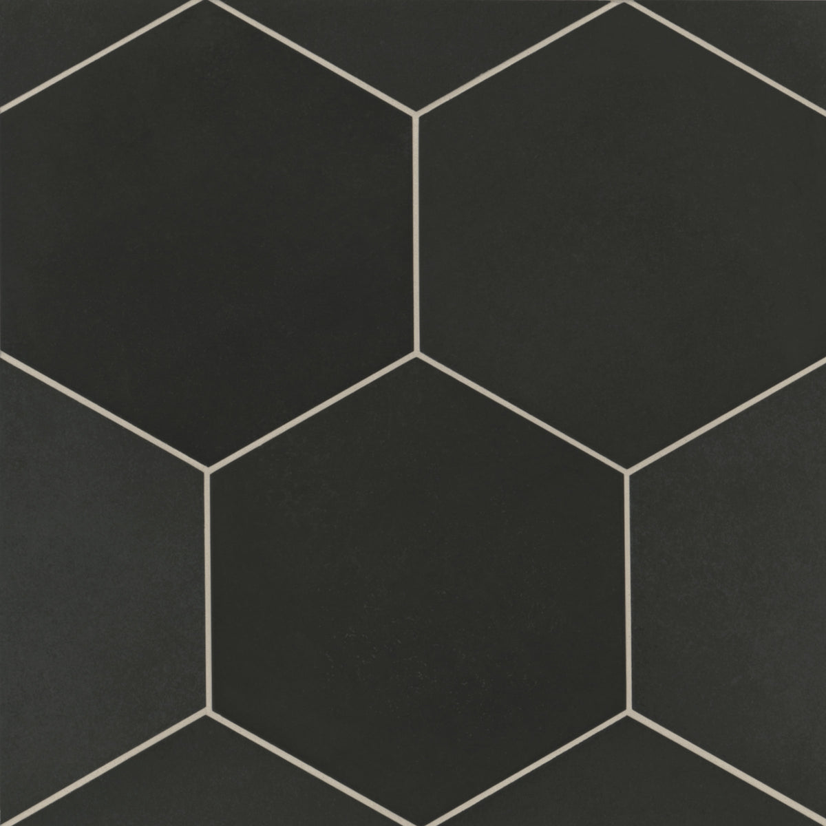 Bedrosians Makoto 10" x 11.5" Hexagon Matte Porcelain Tile in Kuroi Black | Item Code DECMAKKUBHEX10M
