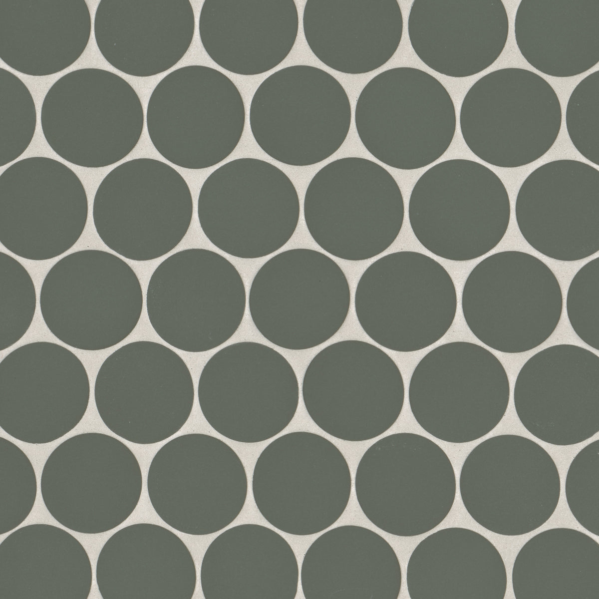 Bedrosians Makoto 2" Round Matte Porcelain Mosaic Tile in Midori Green | Item Code DECMAKMIG2RMOM