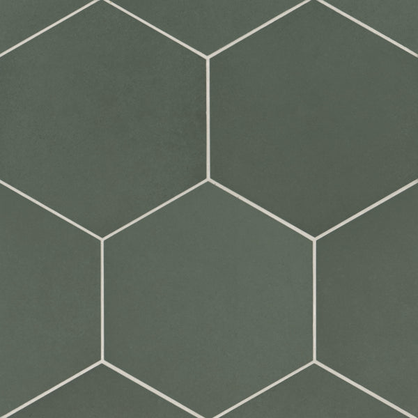 Bedrosians Makoto 10" x 11.5" Hexagon Matte Porcelain Tile in Midori Green | Item Code DECMAKMIGHEX10M