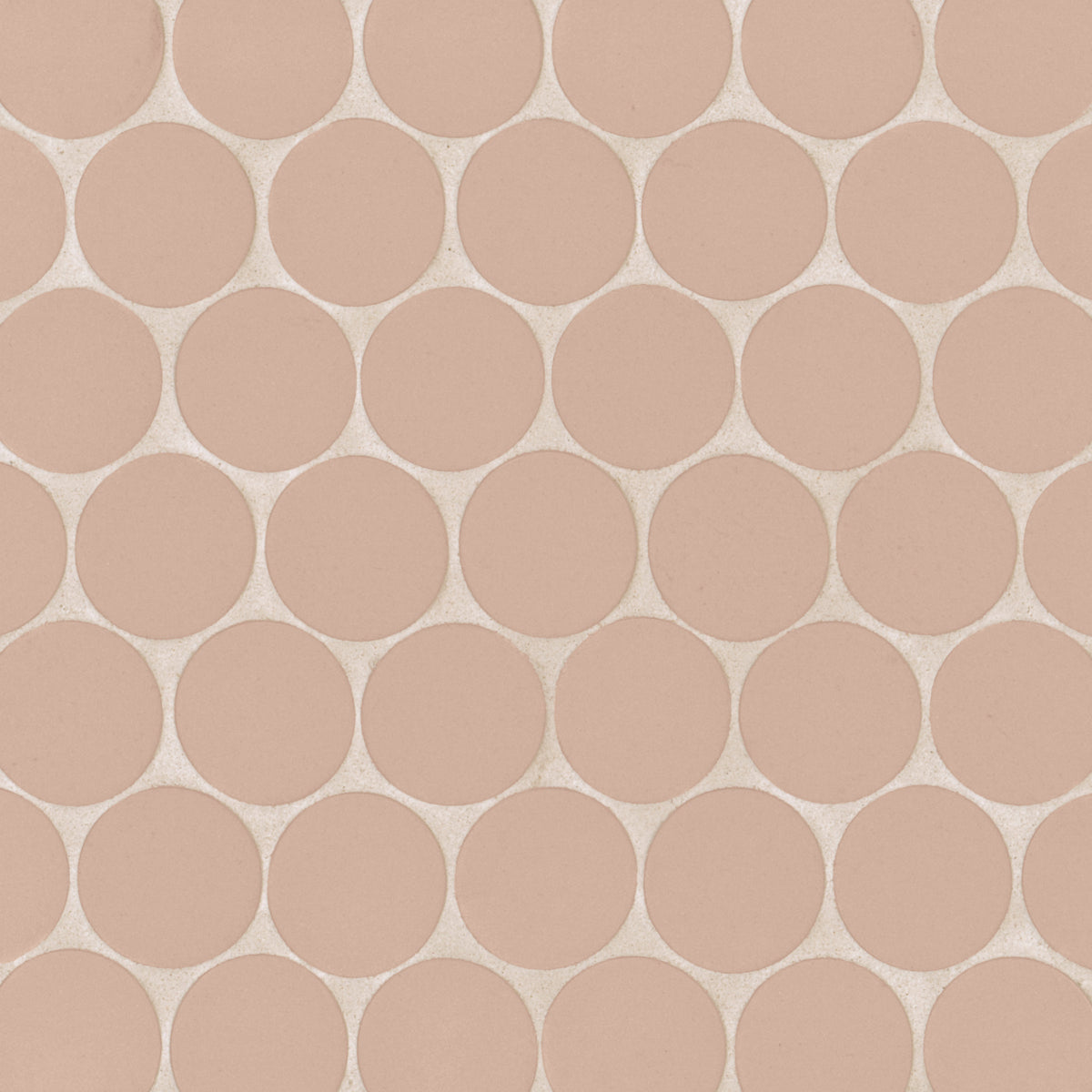 Bedrosians Makoto 2" Round Matte Porcelain Mosaic Tile in Momoiro Blush | Item Code DECMAKMOB2RMOM