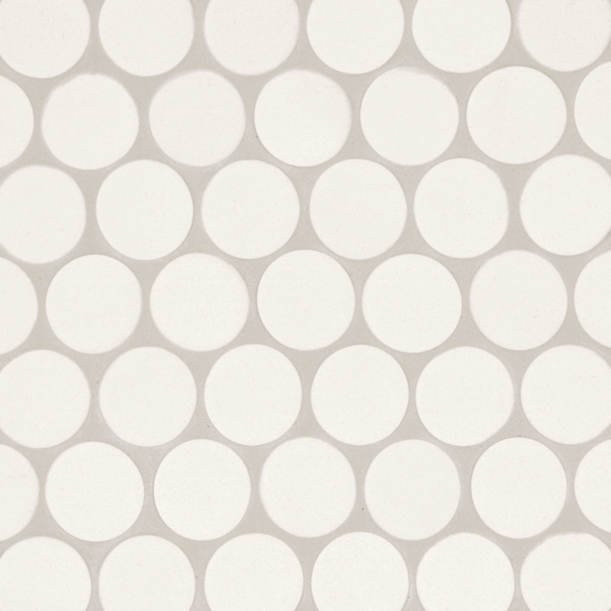 Bedrosians Makoto 2" Round Matte Porcelain Mosaic Tile in Shoji White | Item Code DECMAKSHW2RMOM