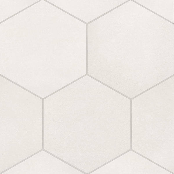 Bedrosians Makoto 10" x 11.5" Hexagon Matte Porcelain Tile in Shoji White | Item Code DECMAKSHWHEX10M