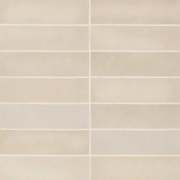 Bedrosians Makoto 2.5" x 10" Matte Ceramic Wall Tile in Tatami Beige | Item Code DECMAKTAB2510M