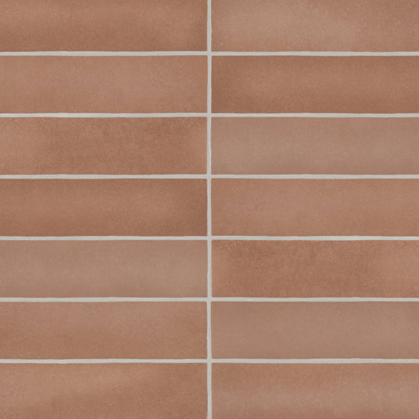 Bedrosians Makoto 2.5" x 10" Matte Ceramic Wall Tile in Umi Terracotta | Item Code DECMAKUMT2510M