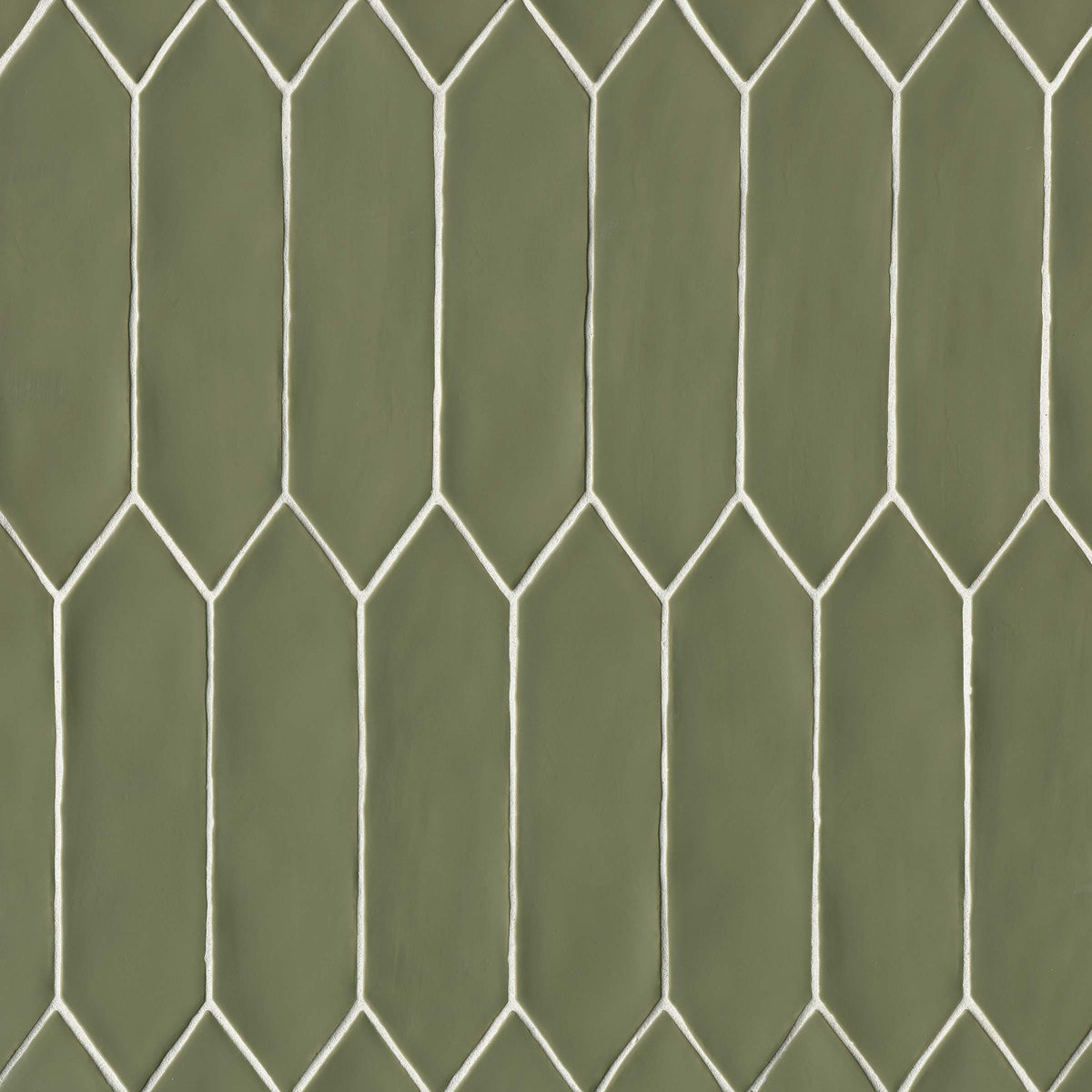 Bedrosians Reine 3" x 12" Picket Pattern Matte Ceramic Wall Tile in Castle Moss Green | Item Code DECREICMG311PICM