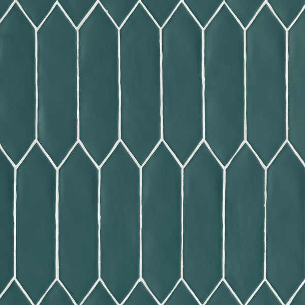 Bedrosians Reine 3" x 12" Picket Pattern Matte Ceramic Wall Tile in Dark Teal | Item Code DECREIDAT311PICM