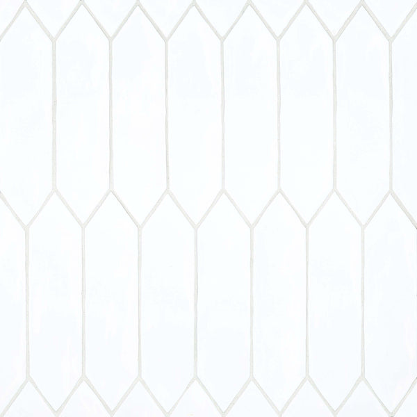 Bedrosians Reine 3" x 12" Picket Pattern Glossy Ceramic Wall Tile in White | Item Code DECREIWHI311PICG
