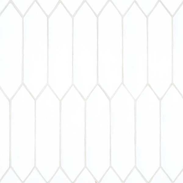 Bedrosians Reine 3" x 12" Picket Pattern Matte Ceramic Wall Tile in White | Item Code DECREIWHI311PICM