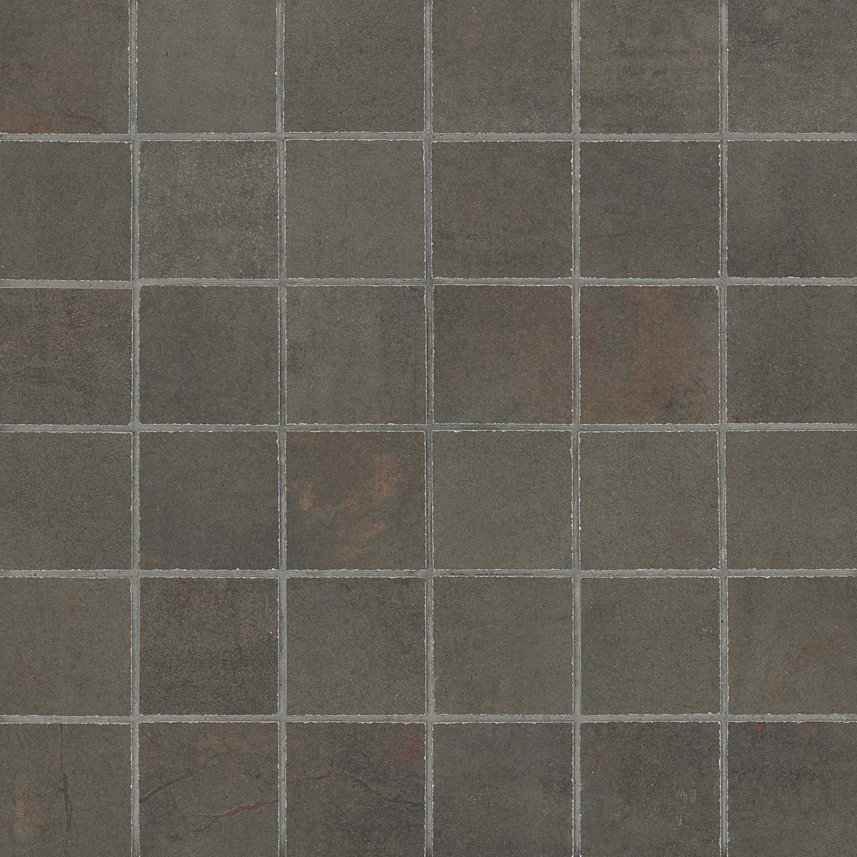 Bedrosians Rebel 2" x 2" Floor & Wall Mosaic in Lead | Item Code FLAREBLEA22MO