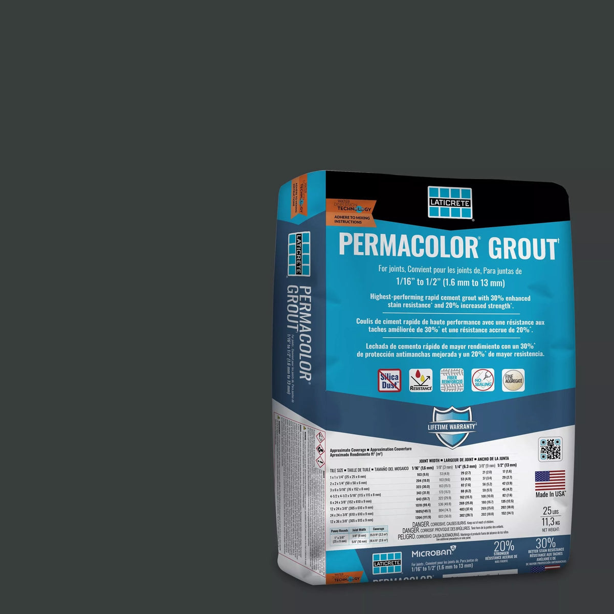 Bedrosians Laticrete Permacolor Sanded Grout in Midnight Black - 25 lb. Bag | Item Code LAT252225