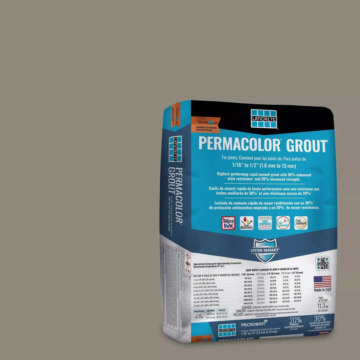 Bedrosians Laticrete Permacolor Sanded Grout in Natural Gray 25 lb. Bag | Item Code LAT252425