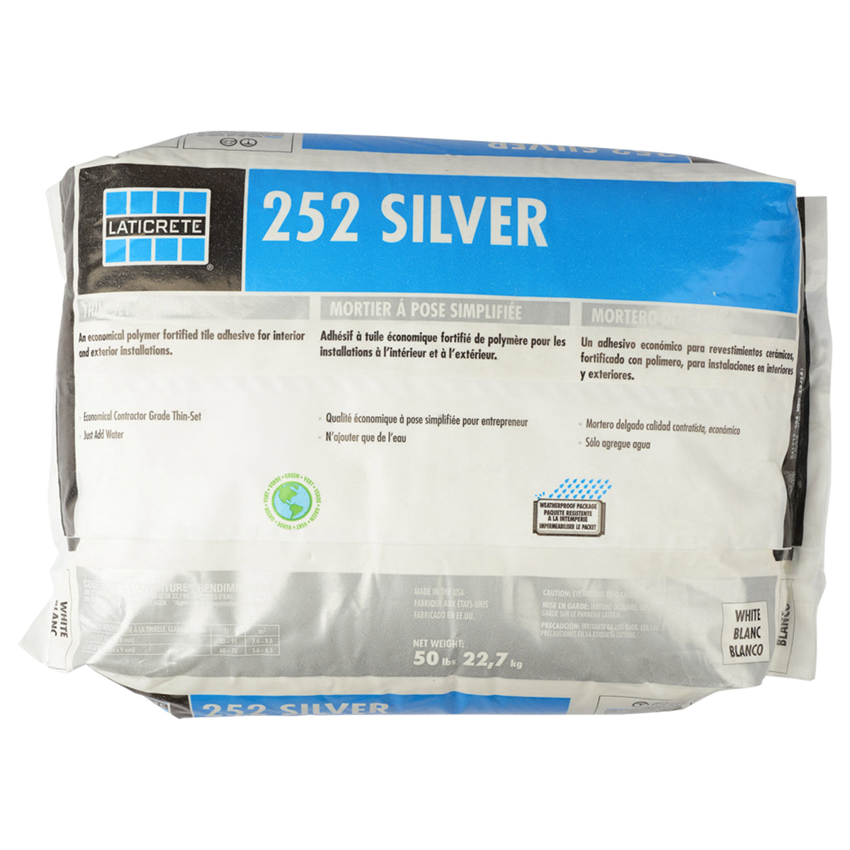 Bedrosians Laticrete 252 Silver Multipurpose Thinset in Grey - 50 lb. Bag | Item Code LAT252AGG50