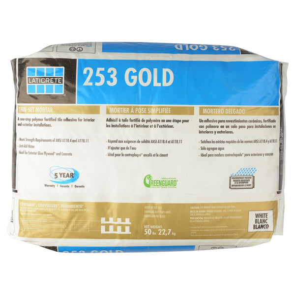 Bedrosians Laticrete 253 Gold Multipurpose Thinset in Grey - 50 lb. Bag | Item Code LAT253MG50